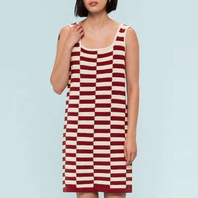 Burgundy Crochet Striped Cotton Dress