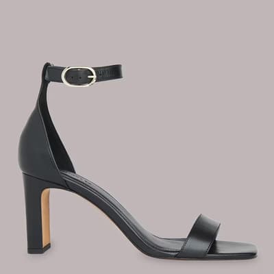 Black Lena Leather Heeled Sandals