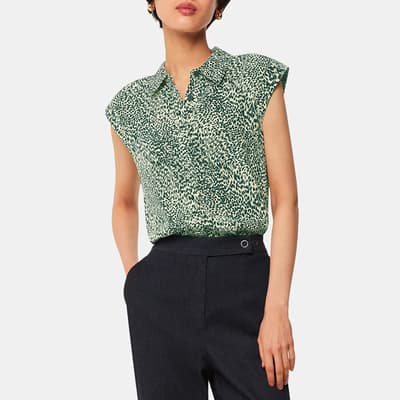 Green Diagonal Leopard Shirt