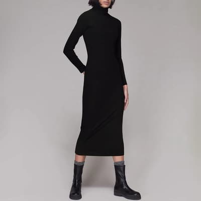 Black Ribbed Jersey Dress