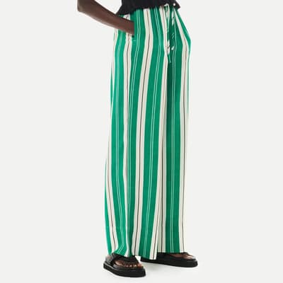 Green Bridget Wide Leg Stripe Trousers