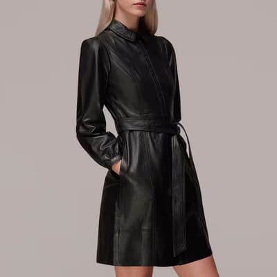 Black Phoebe Leather Mini Dress