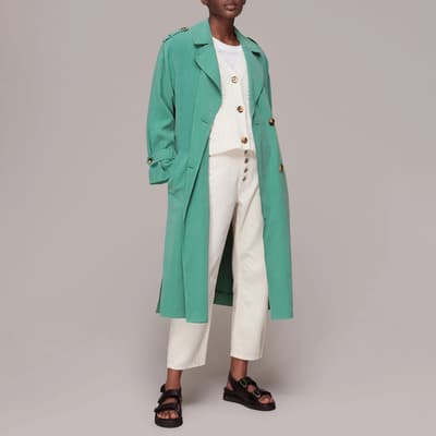 Green Riley Longline Trench Coat