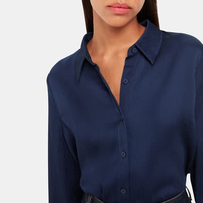 Navy Molly Satin Shirt