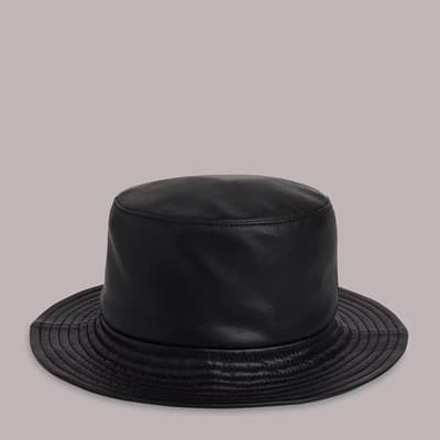 Black Leather Bucket Hat