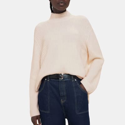 Ecru Ribbed Wool Blend Jumper