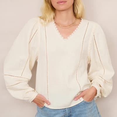 Cream Cotton Double Gauze Blouse