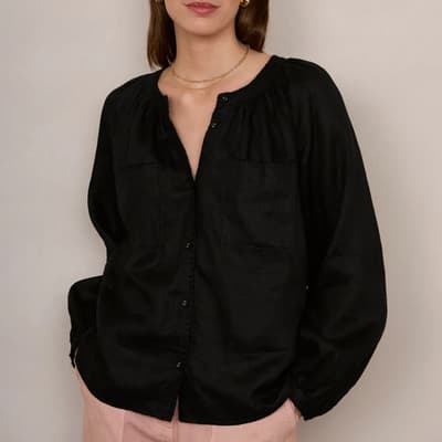 Black Cotton Monica Linen Shirt