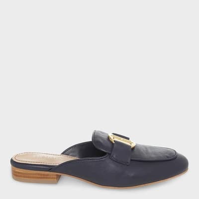 Navy Leather Lexi Backless Loafer