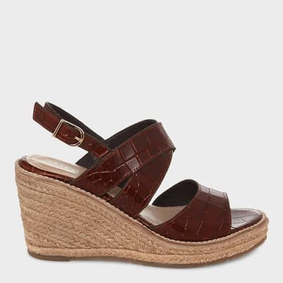 Brown Leather Robyn Espadrille Wedge