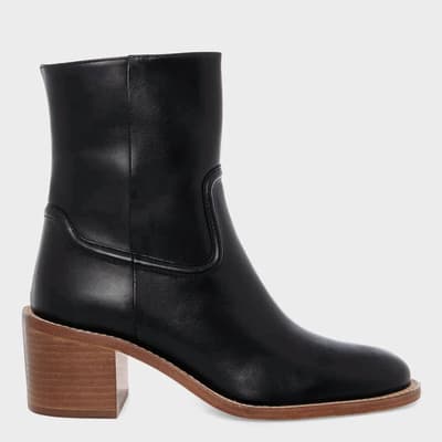 Black Leather Jenn Ankle Boot