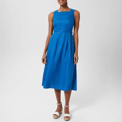 Blue Jaida Linen Midi Dress