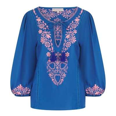 Blue & Neon Pink Camilla Top