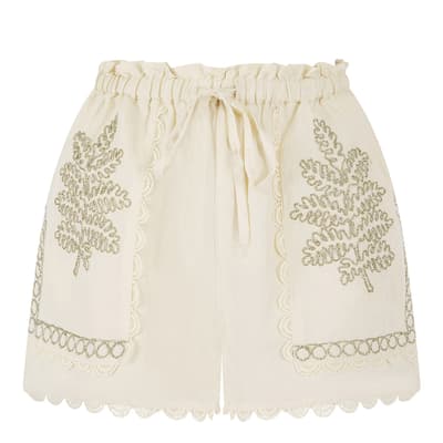 Ecru & Gold Izzie  Shorts