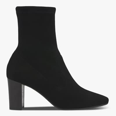 Black Alice Stretch Suede Heeled Ankle Boots