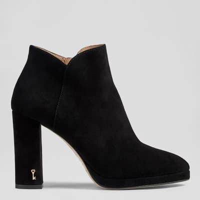 Black Sierra Suede Heeled Ankle Boots