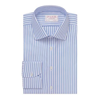 Blue Striped Tailored Fit Cotton Shirt