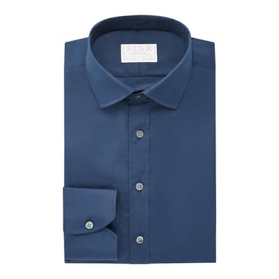 Blue Tailored Fit Cotton Shirt