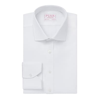 White Basketweave Classic Fit Formal Cotton Shirt