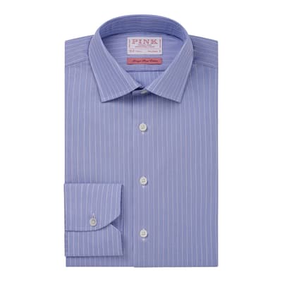 Blue Stripe Tailored Fit Poplin Cotton Shirt