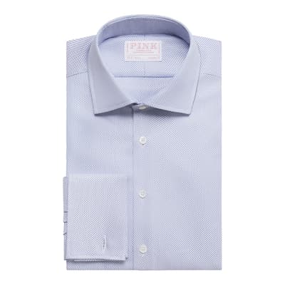 Blue Jacquard Classic Fit Cotton Shirt