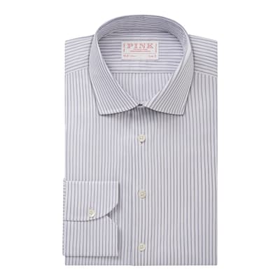 Blue Stripe Slim Fit Twill Cotton Shirt