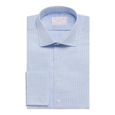 Blue Micro Check Classic Fit Cotton Shirt