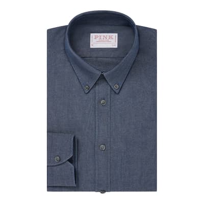 Blue Slim Fit Oxford Cotton Shirt