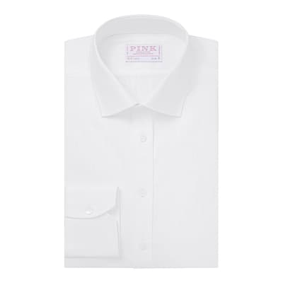 White Tonal Stripe Slim Fit Cotton Shirt