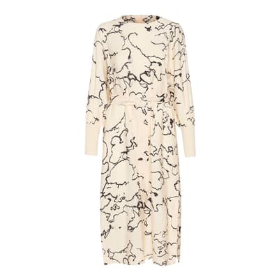 Cream Printed Midi Dress