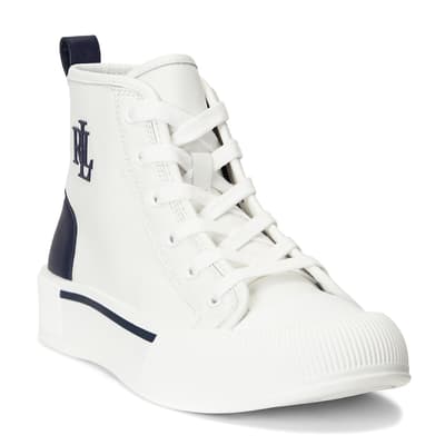 White Dakota High Top Leather Trainers