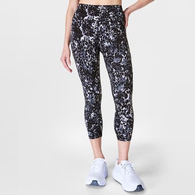 Grey Dapple Print Power Cropped Workout Leggings