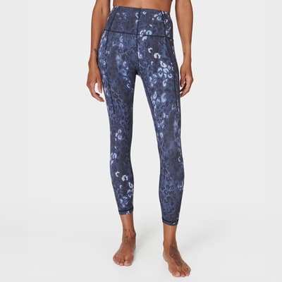 Blue Leopard Shadow Print Super Soft 7/8 Yoga Leggings