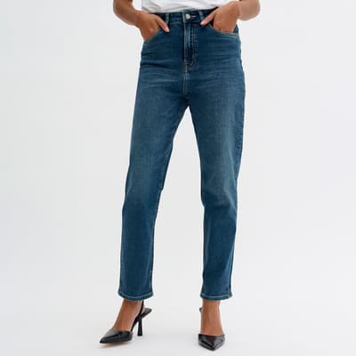 Blue Mom Straight Stretch Jeans