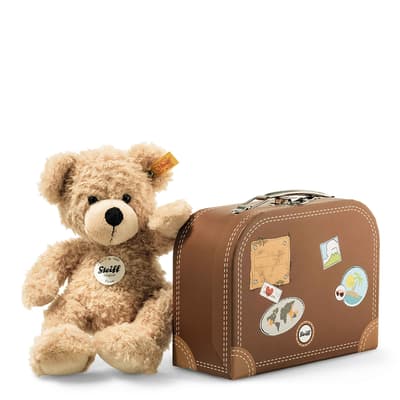 Fynn Teddy Bear In Suitcase, Beige