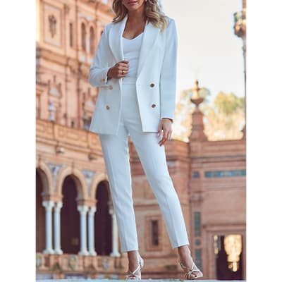 White Longline Tuxedo Blazer