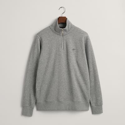 Grey Embroidered Archive Shield Half Zip Sweatshirt