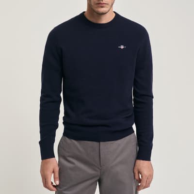 Navy Extra Fine Lambswool Crew Neck Jumper