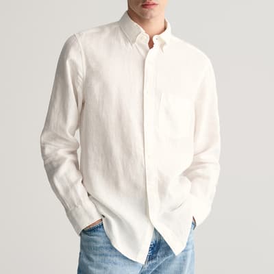 White Regular Linen Shirt