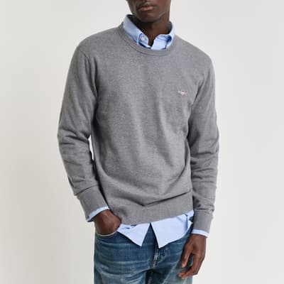 Grey Crew-Neck Cotton Sweatshirt