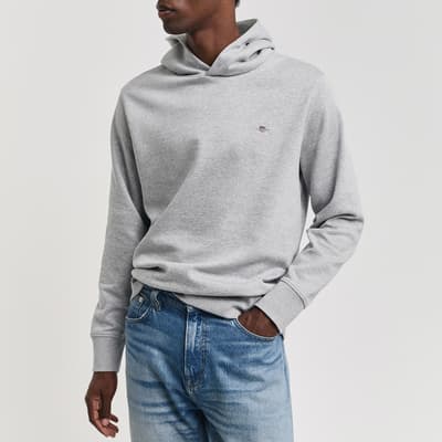 Grey Regular Embroidered Archive Shield Hoodie