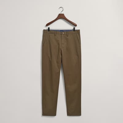 Khaki Allister Twill Chino Trousers