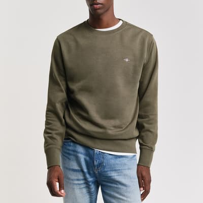 Khaki Regular Embroidered Archive Shield Sweatshirt