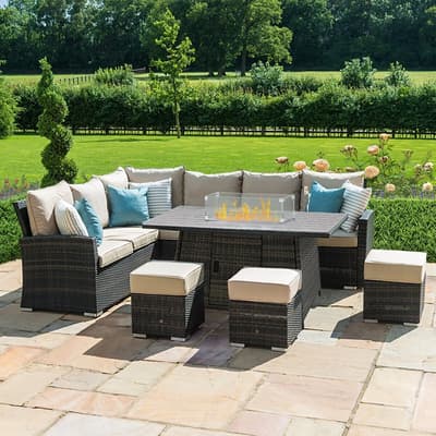 SAVE  £420 - Kingston Corner Dining Set with Fire Pit / Grey