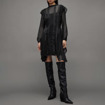 Black Fleur Shim Ls Dress