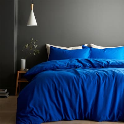 Relaxed Cotton Linen Single Duvet Set, Conran Blue