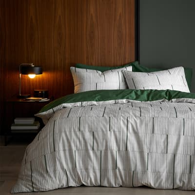 Camden Stripe Single Duvet Set, Green