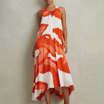 Orange Avia Scale Printed Dress