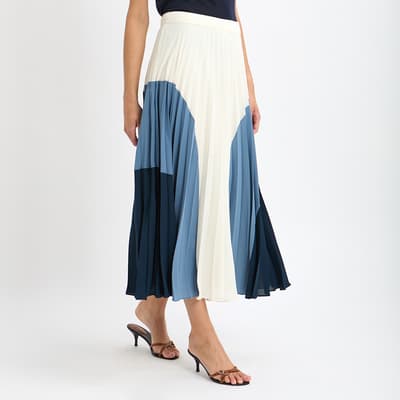 Blue Murphy Colour Block Midi Skirt