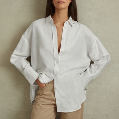 White Sian Relaxed Linen Blend Shirt